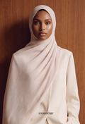 ( Full Wide Pleats Shawl ) Elegant Folds Everyday - Porcelain
