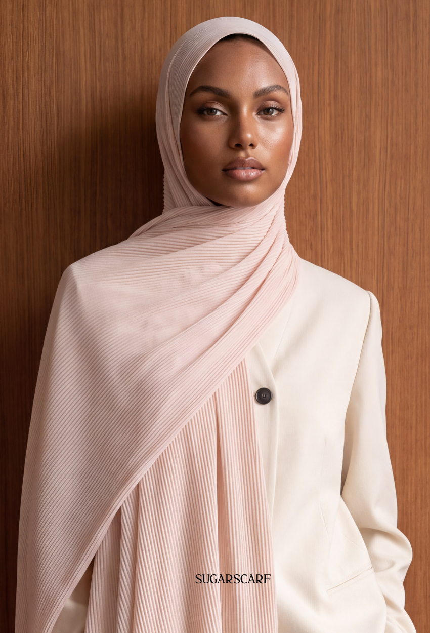 ( Full Wide Pleats Shawl ) Elegant Folds Everyday - SkinPinkish87