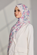 YES DEFECT - Korean Chiffon Long Shawl (Garden Whimsy) in Whimsy Rose