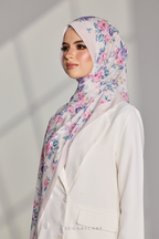 YES DEFECT - Korean Chiffon Long Shawl (Garden Whimsy) in Whimsy Rose