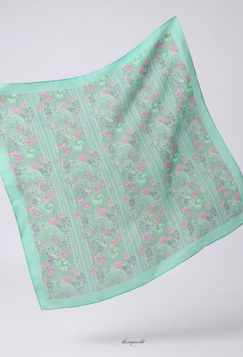 TSE BloomInvitation Japanese Cotton Voile Square - Fiona( Seafoam Green Vibrant)
