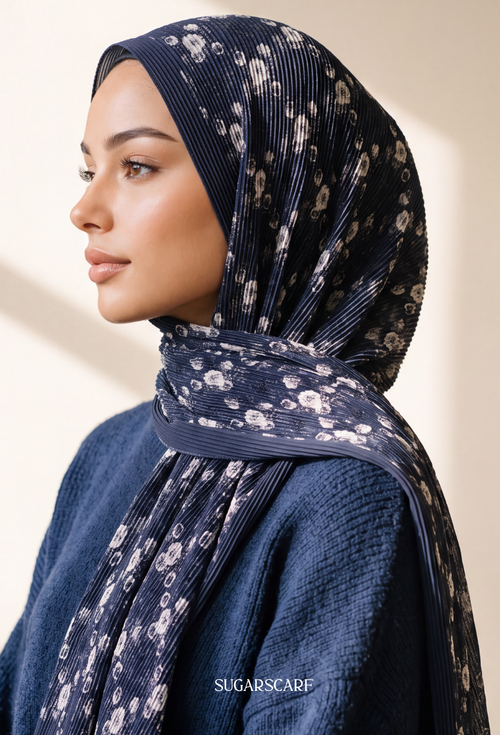 Fall In Love Wide Ultra Fine Pleated Shawl Ironless · in MidnightFlora