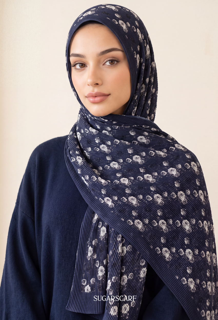 Fall In Love Wide Ultra Fine Pleated Shawl Ironless · in MidnightFlora