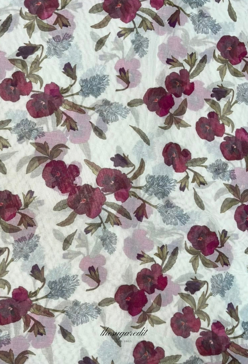 TSE BloomInvitation Japanese Cotton Voile Square - Villena ( Green Based, Ashy Dusty)
