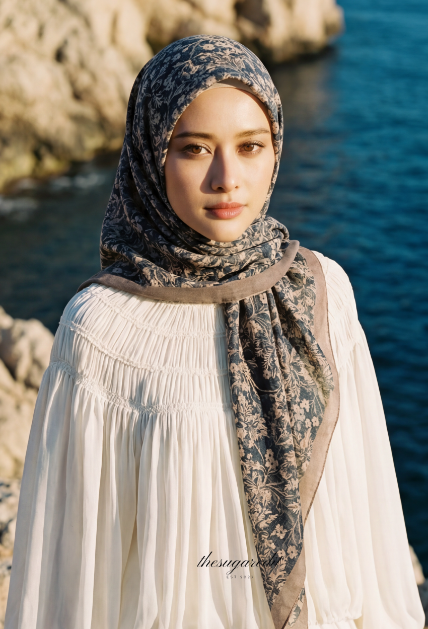 TSE BloomInvitation Japanese Cotton Voile Square In Lady Aurelia