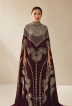 Modesa Crystal Beads Drape In Deep Maroon