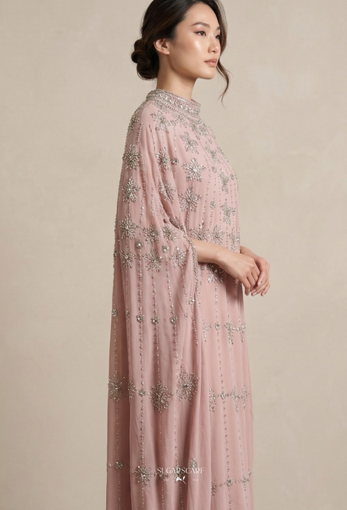 Inara Crystal Beads Drape In Pink