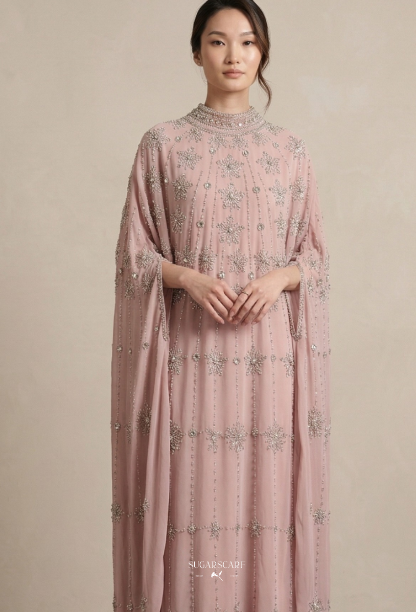 Inara Crystal Beads Drape In Pink