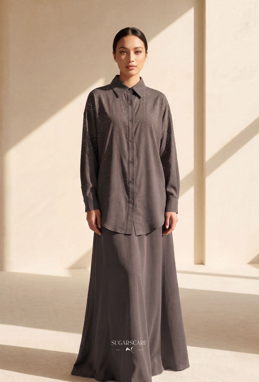 Serena Tencel Set In Dark Gray