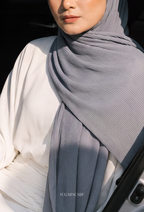 ( Full Wide Pleats Shawl ) Elegant Folds Everyday - (Dove-IronGray)