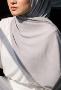 ( Full Wide Pleats Shawl ) Elegant Folds Everyday - Glacier