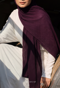 ( Full Wide Pleats Shawl ) Elegant Folds Everyday - (Berry-DeepPurple)