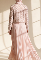 Gizelle 2-Piece Pleated Dress With Crystal Blazer In LightPink