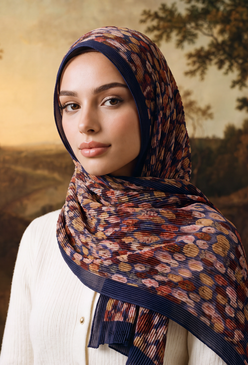 Fall In Love Wide Ultra Fine Pleated Shawl Ironless · in Iris