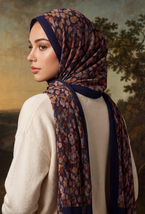 Fall In Love Wide Ultra Fine Pleated Shawl Ironless · in Iris