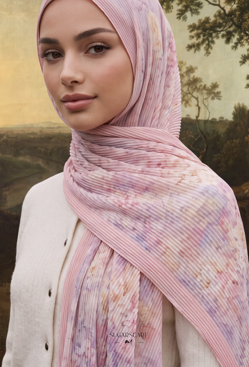 Fall In Love Wide Ultra Fine Pleated Shawl Ironless · in Alizee