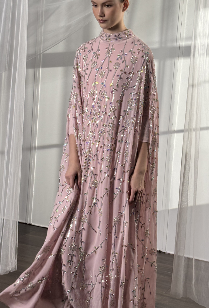 Angeline Crystal Beads Drape In SweetPink
