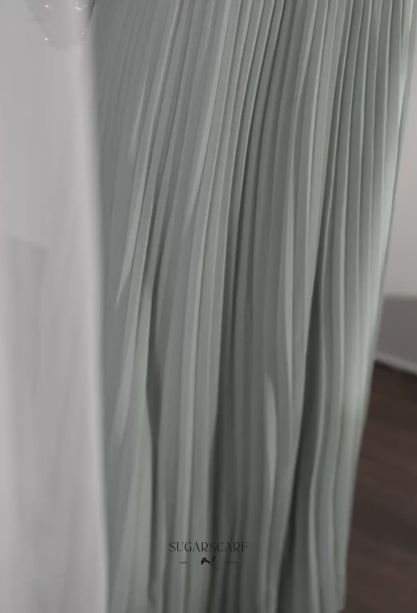 Gizelle 2-Piece Pleated Dress With Crystal Blazer In Sage-Gray