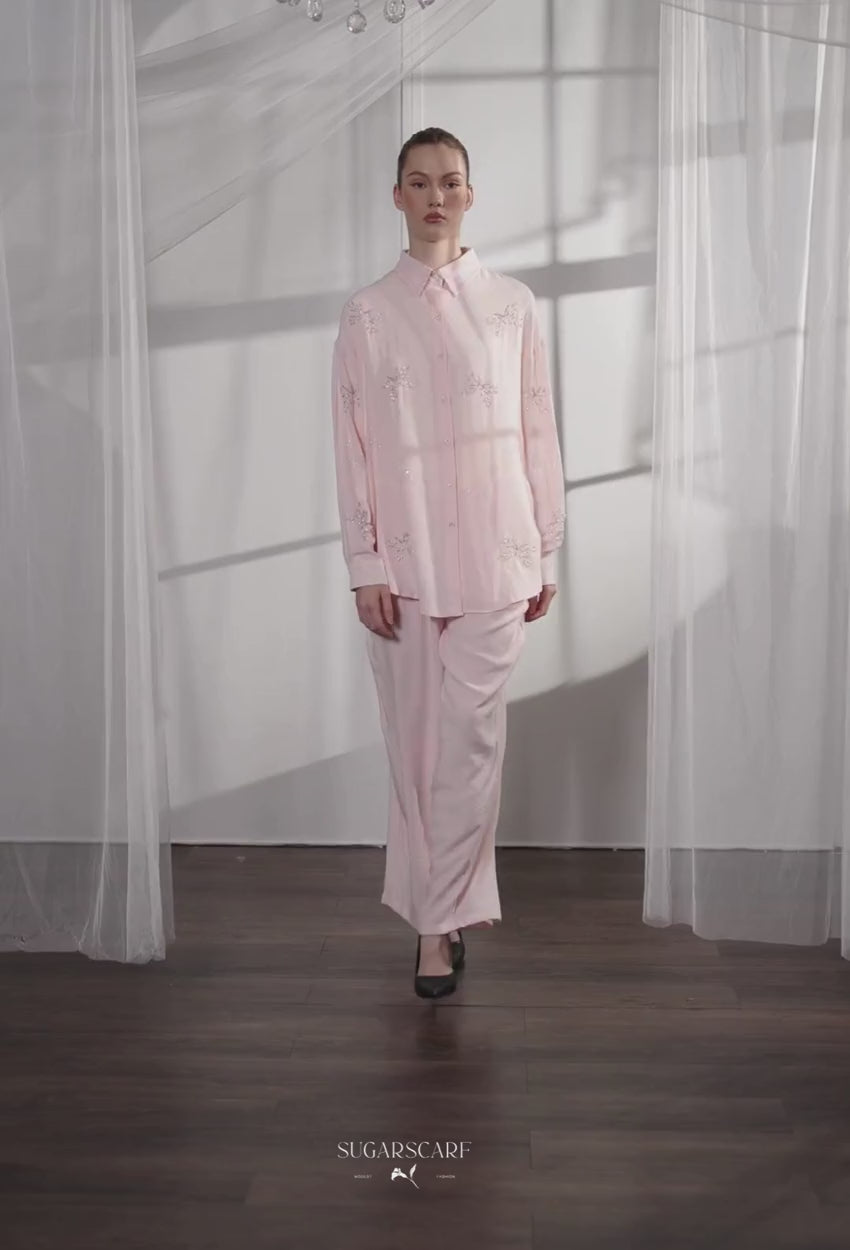 Jeniffer Set Mixed Linen-Blend In CreamPink