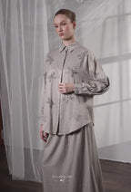 Geri Silky-Tencel Set In Crimson Gray