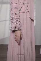 Elara 2-Piece Pleated Dress With Crystal Blazer In BabyPink