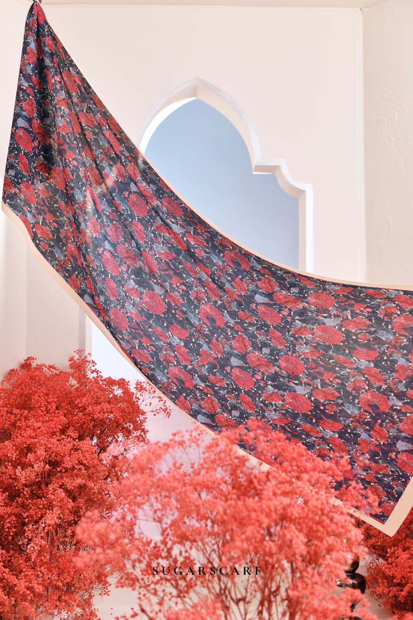 YES ( Full Wide Pleats Shawl ) Garden of Hurrem Bloom in ( SOPHIA )