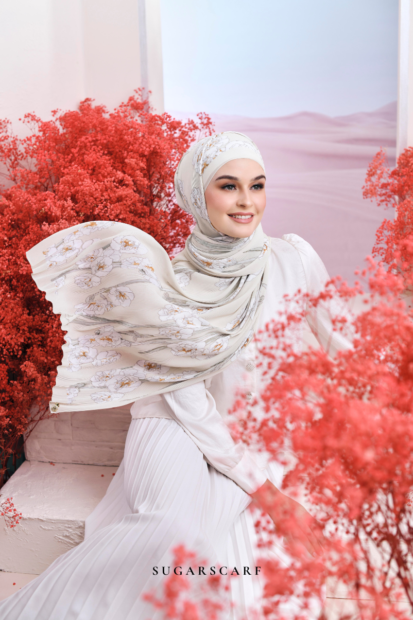 YES ( Full Wide Pleats Shawl ) Garden of Hurrem Bloom in ( YASMEEN )