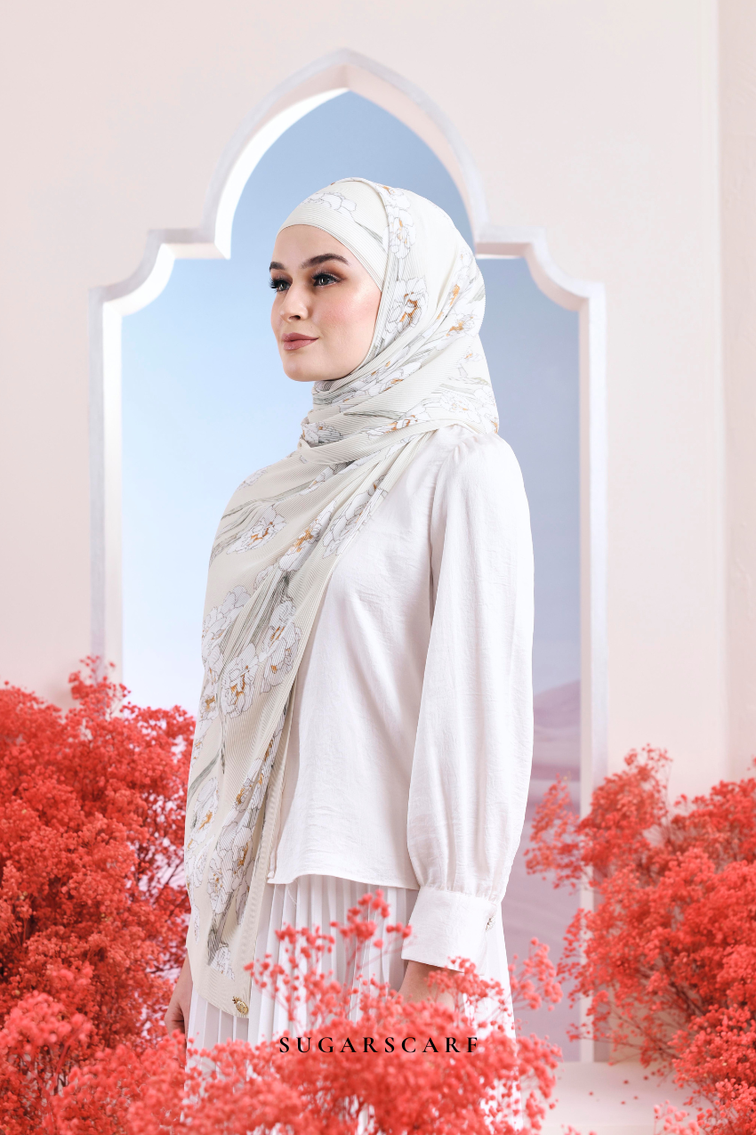 YES ( Full Wide Pleats Shawl ) Garden of Hurrem Bloom in ( YASMEEN )