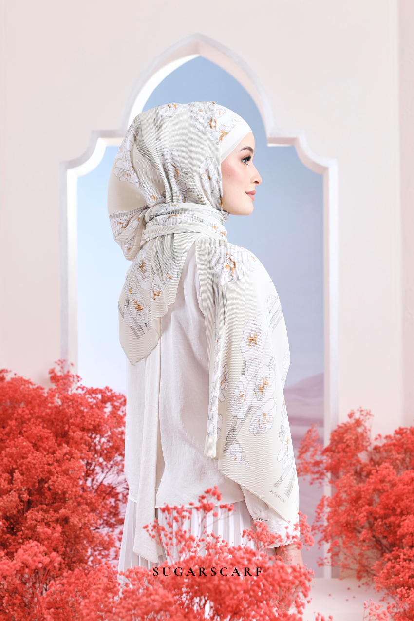 YES ( Full Wide Pleats Shawl ) Garden of Hurrem Bloom in ( YASMEEN )