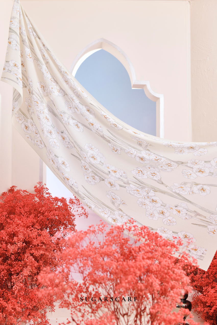YES ( Full Wide Pleats Shawl ) Garden of Hurrem Bloom in ( YASMEEN )