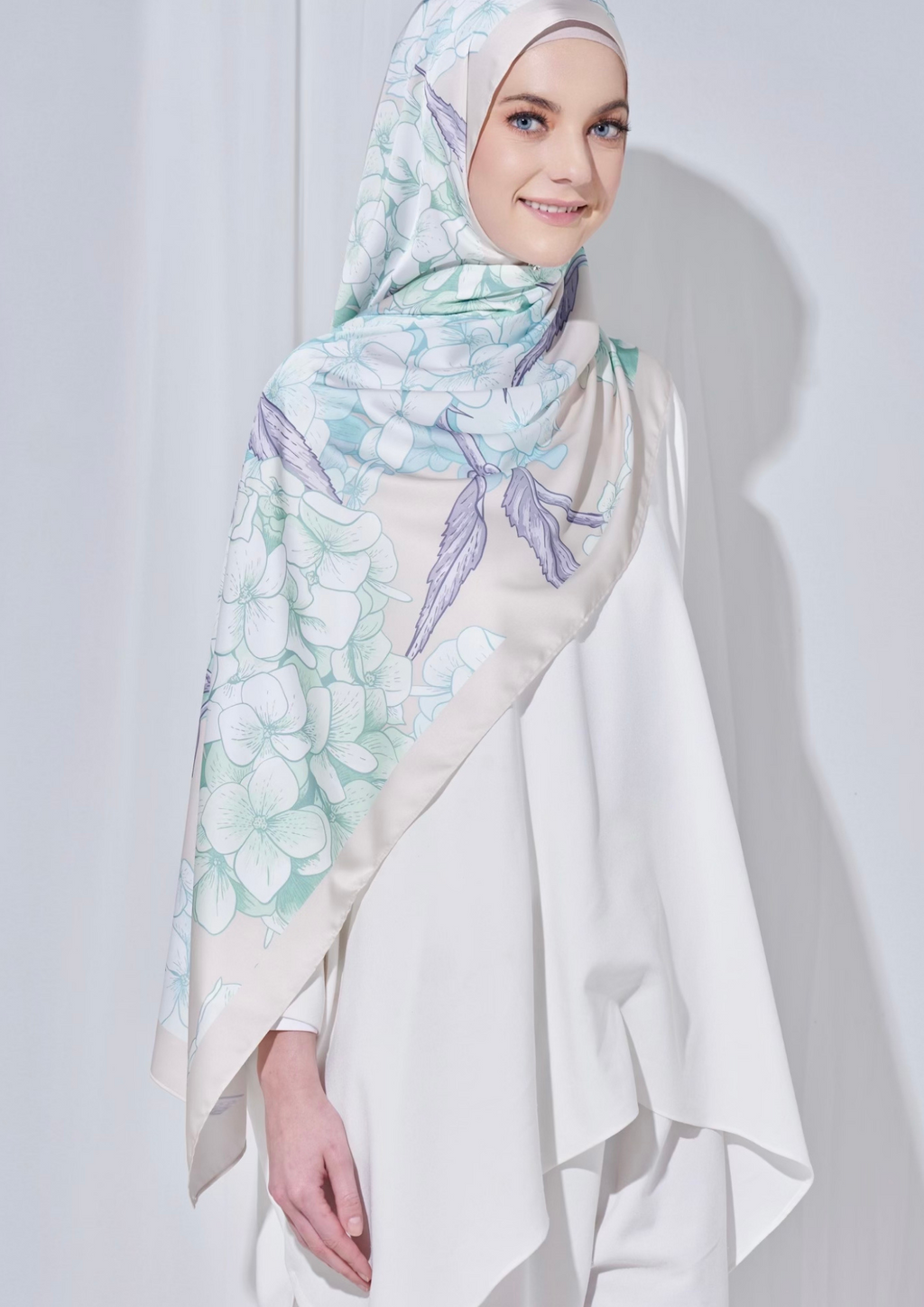 YES Long Shawl Bloom Journey Mixed Satin Silk in ( Promise ) -  With No Box