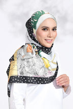 YES DEFECT - (Long Shawl) RUMA Shawl Mixed Satin Silk  ( Emerald )