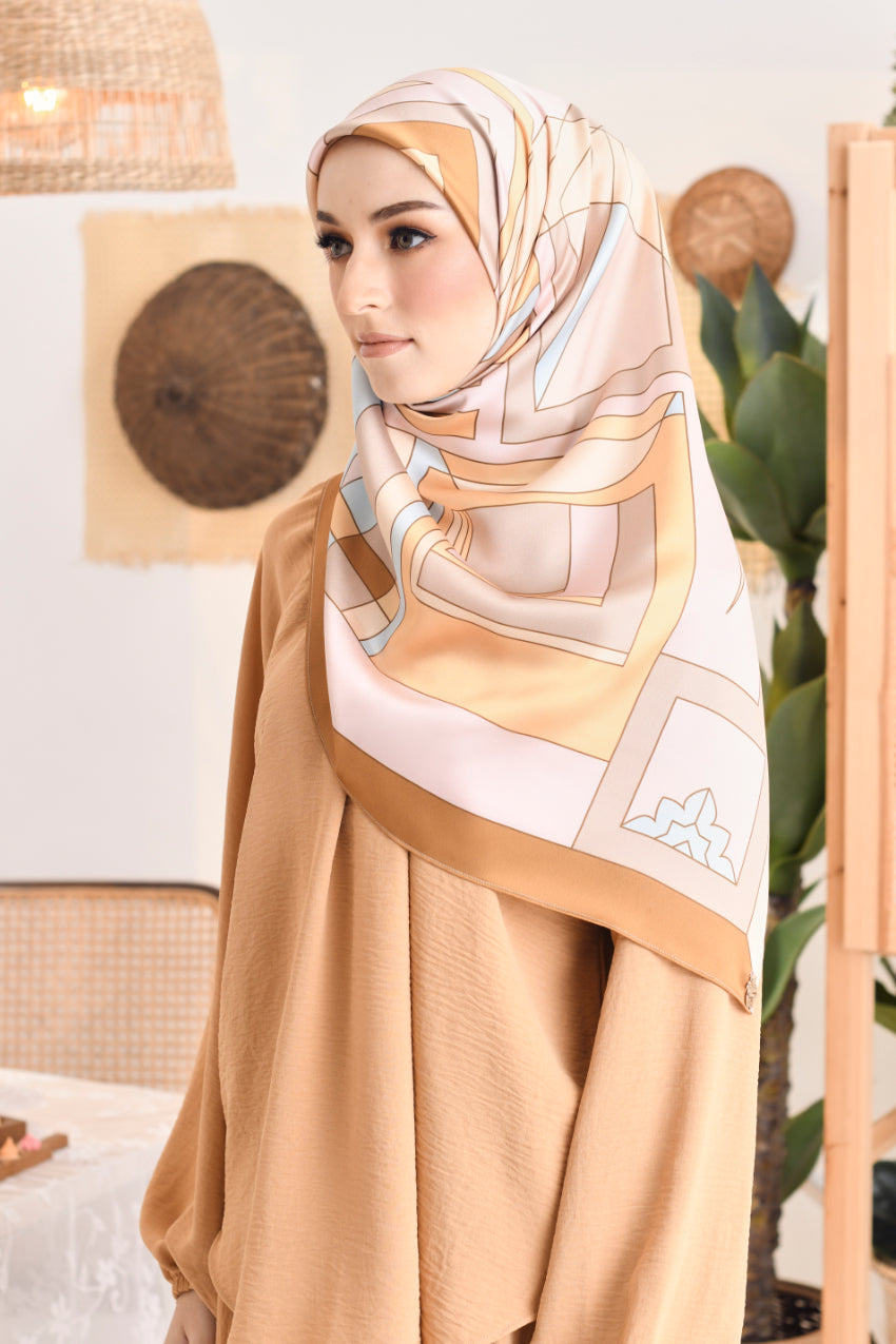 YES LIMITED EDITION ( Square ) RONA Mixed Satin Silk  Scarf (Kak Ngah)