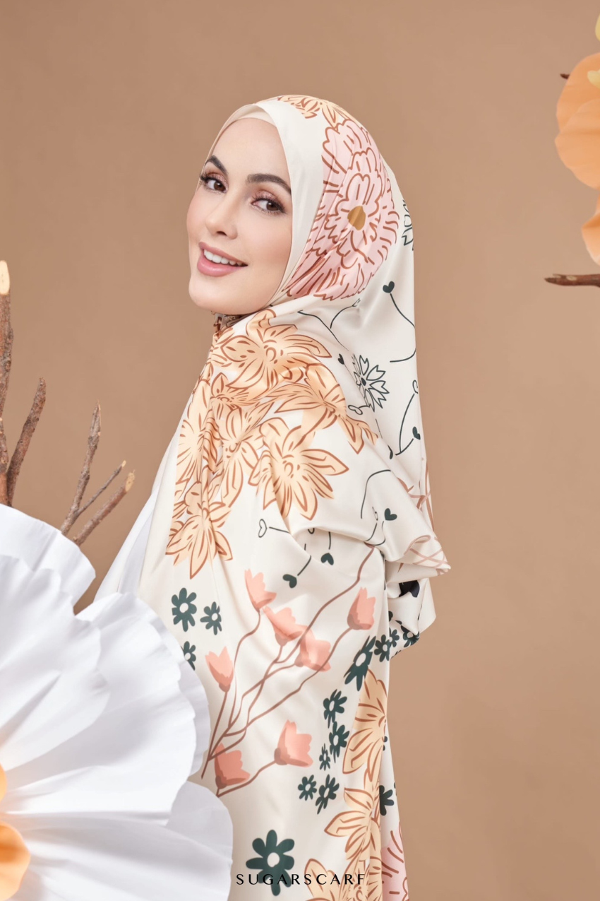 YES ( Shawl ) Andalusia Flower Mixed Satin Silk ( LITHE )
