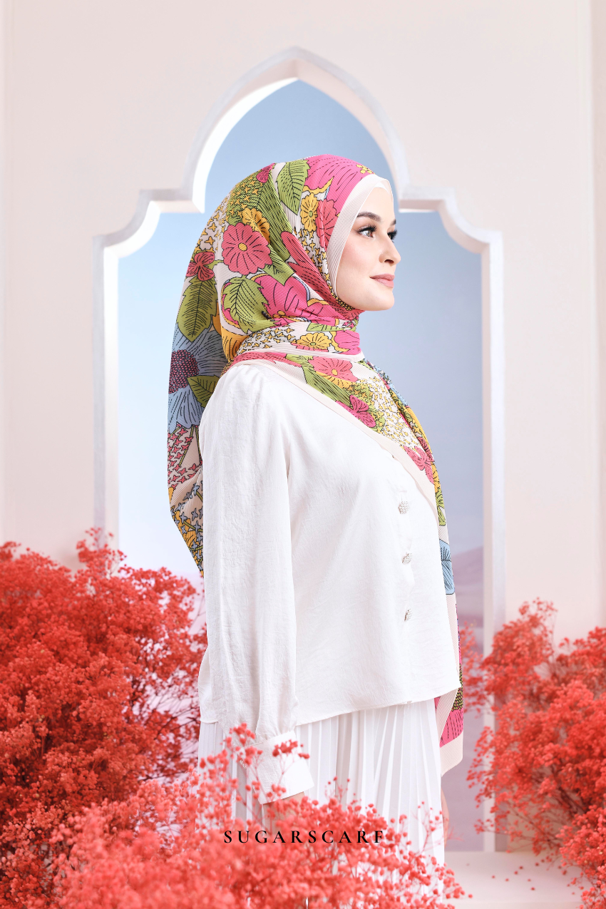(SAMPLE) ( Full Wide Pleats Shawl ) Garden of Hurrem Bloom in ( CEMILE )