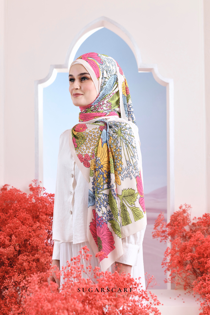 (SAMPLE) ( Full Wide Pleats Shawl ) Garden of Hurrem Bloom in ( CEMILE )