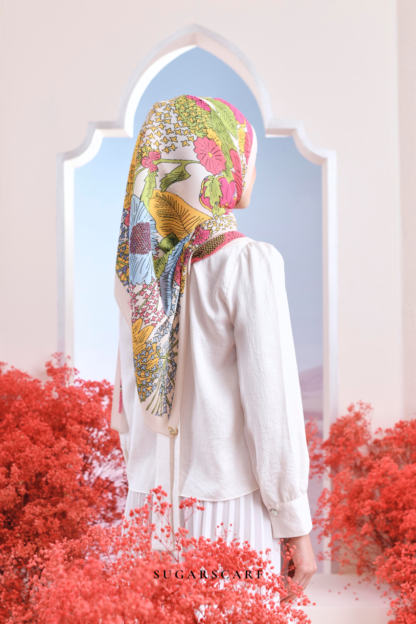 (SAMPLE) ( Full Wide Pleats Shawl ) Garden of Hurrem Bloom in ( CEMILE )