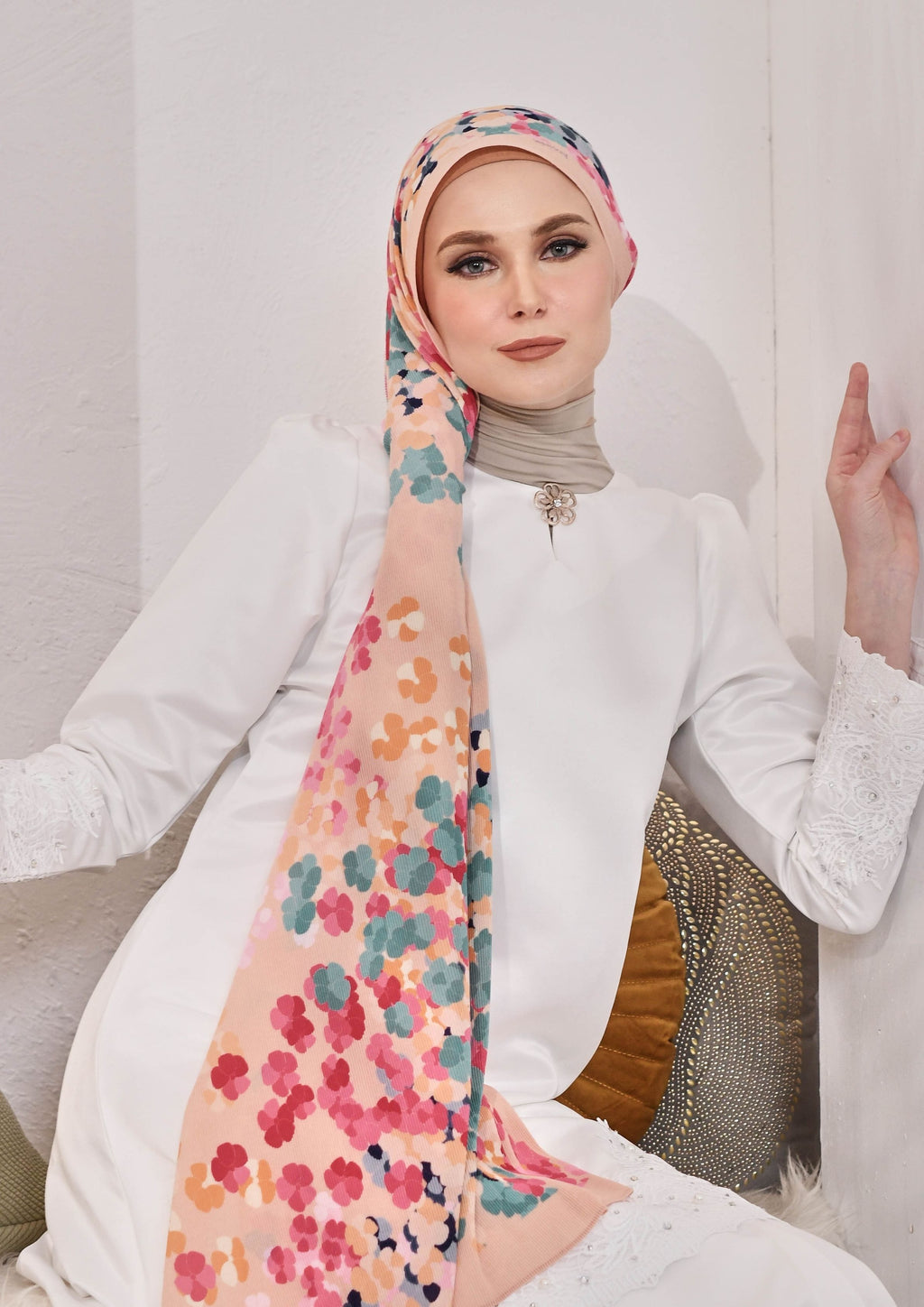 (SAMPLE) (Full Pleats ) BLOOMING EID Shawls in SOULFUL ELISE