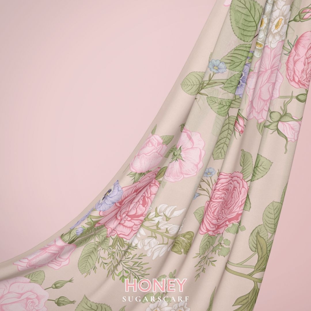 Sample - (Pleated Shawl) Bloom Journey Wide Pleats Scarf In Honey