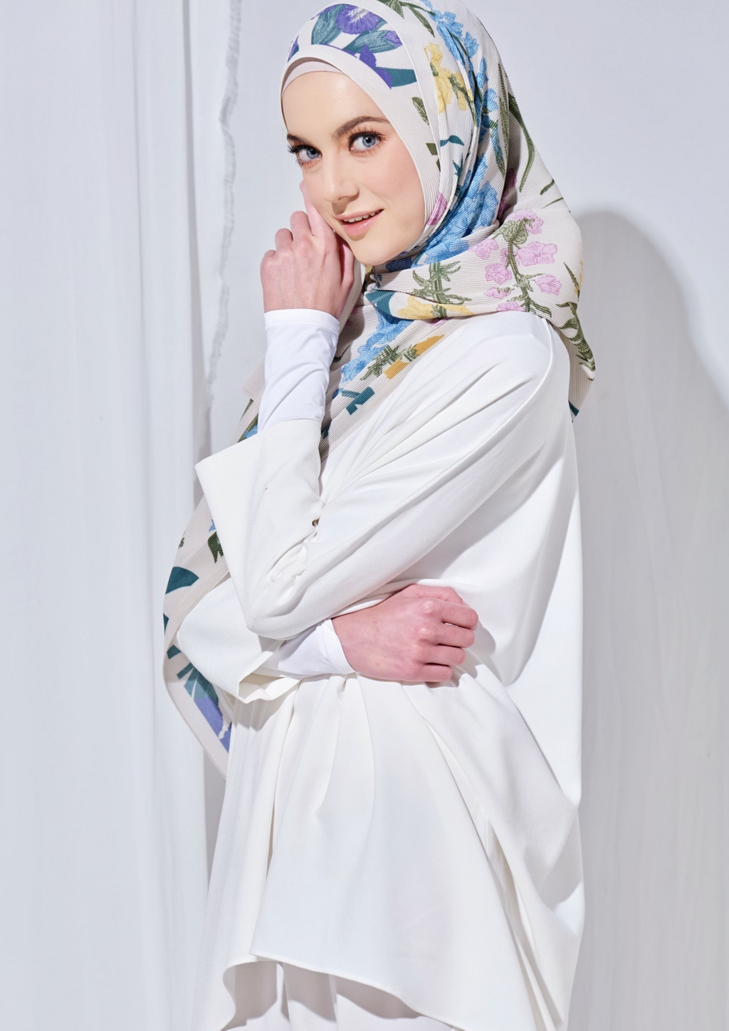 (SAMPLE) (Pleated Shawl) Bloom Journey Wide Pleats Scarf In Forever17