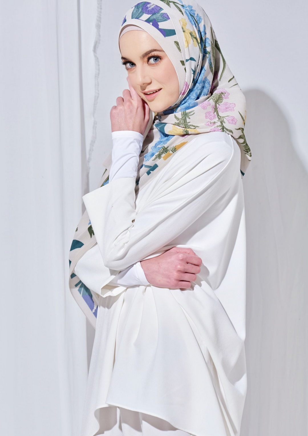 (SAMPLE) (Pleated Shawl) Bloom Journey Wide Pleats Scarf In Forever17