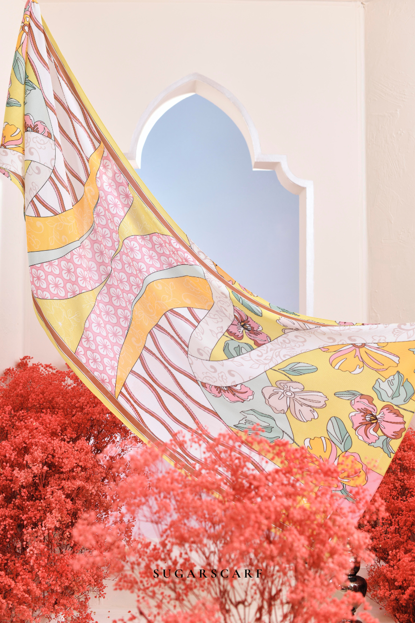 YES ( Full Wide Pleats Shawl ) Garden of Hurrem Bloom in ( DILARA )