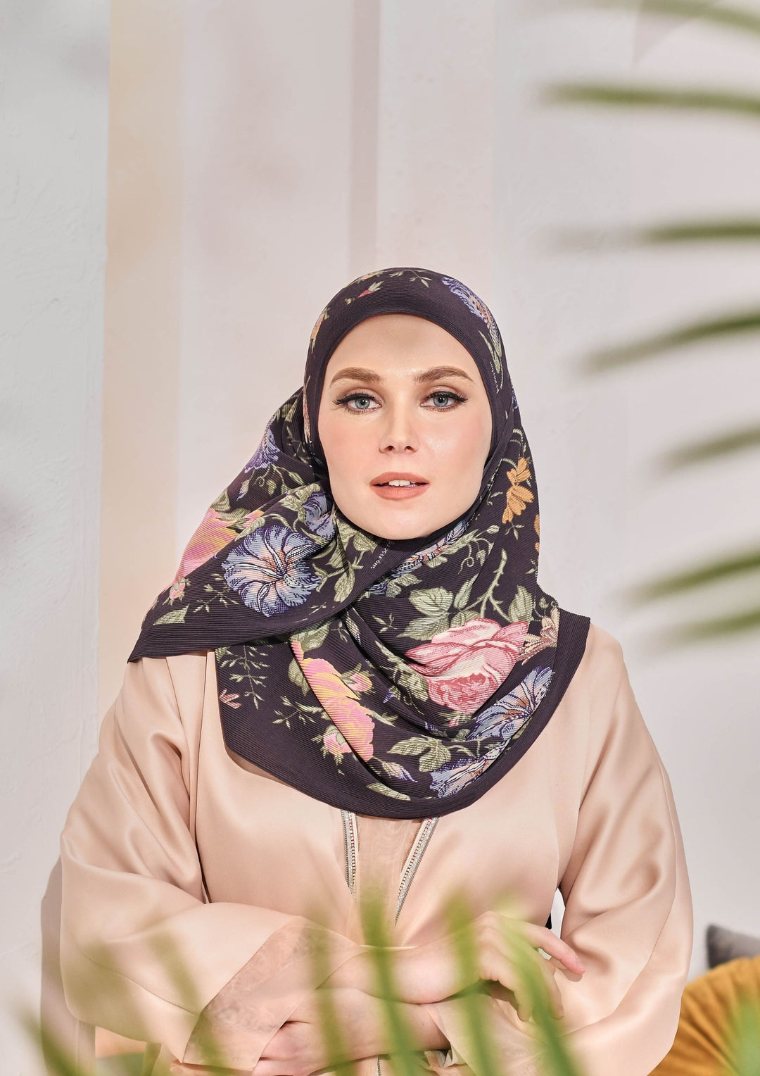 (SAMPLE) (Full Pleats ) BLOOMING EID Shawls in EVRELASTIC MUSK