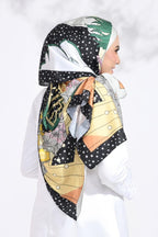 YES DEFECT - (Long Shawl) RUMA Shawl Mixed Satin Silk  ( Emerald )