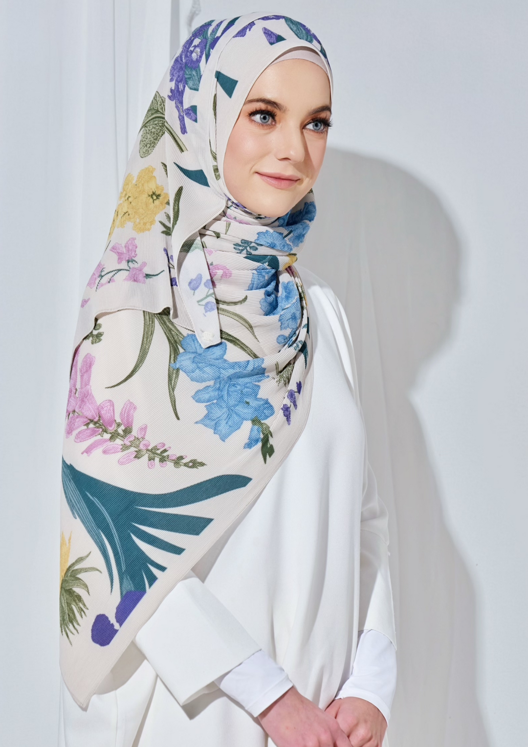 (SAMPLE) (Pleated Shawl) Bloom Journey Wide Pleats Scarf In Forever17