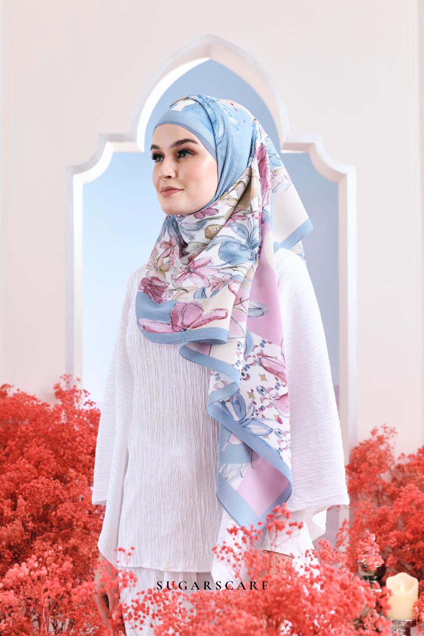 (SAMPLE) ( Full Wide Pleats Shawl ) Garden of Hurrem Bloom in ( NADINE )