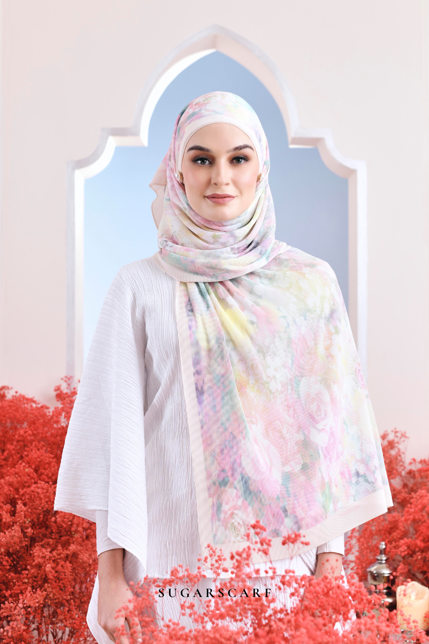 (SAMPLE) ( Full Wide Pleats Shawl ) Garden of Hurrem Bloom in ( ESMA )