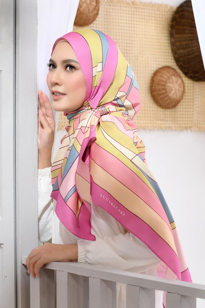 YES LIMITED EDITION - ( Long Scarf ) RONA Shawl Mixed Satin Silk  ( Kak Teh )
