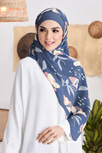 (SAMPLE) ( Full Wide Pleats Shawl ) Abstract x Bloom ( Majorelle )
