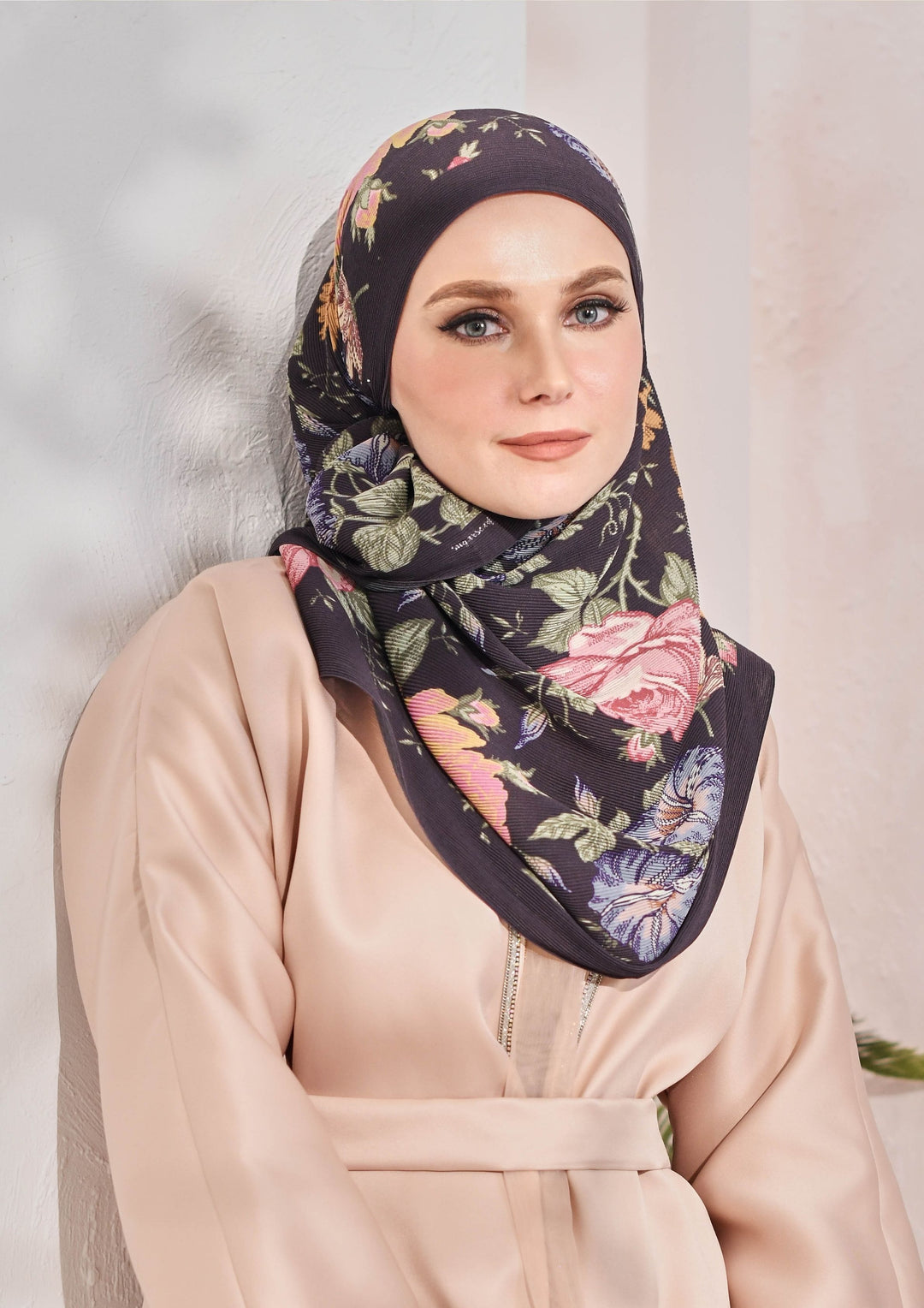 (SAMPLE) (Full Pleats ) BLOOMING EID Shawls in EVRELASTIC MUSK